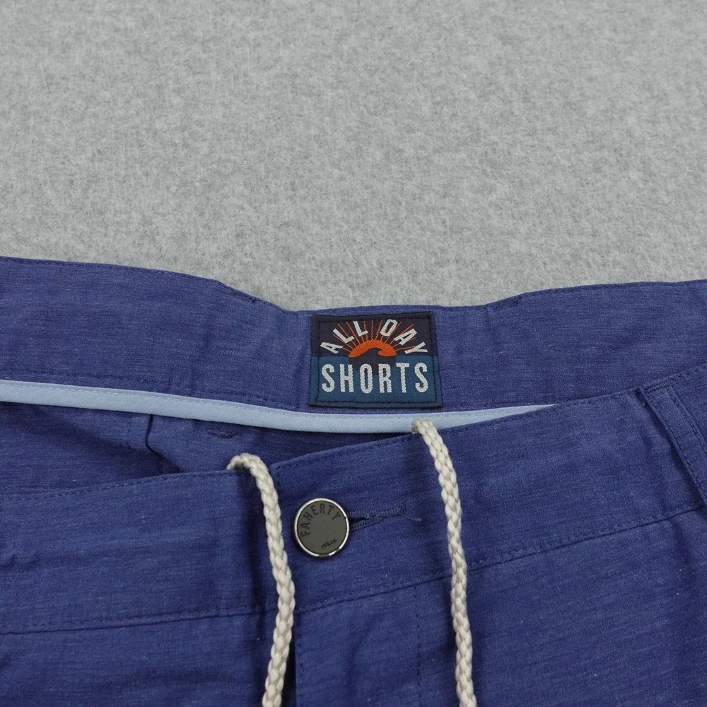 Faherty All Day Shorts Mens 42 Blue Drawstring Flat Front Pocket Comfort Organic